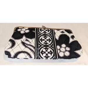 Vera Bradley Night & Day Clutch Wallet Double Kiss Lock Black And White NWOT